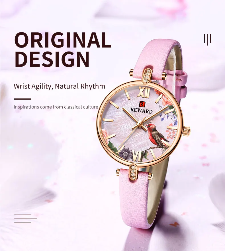 New Reward Casual Vintage Women Wristwatches Japanese Quartz Watch Cheap Ultra Thin Timepiece Leather Wrist Watches for Females