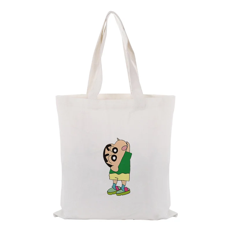 Холщовая Сумка для ежедневного использования Crayon Shin-chan текст DIY печать на заказ логотип сумка для покупок эко многоразовая утилизация