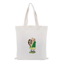 Холщовая Сумка для ежедневного использования Crayon Shin-chan текст DIY печать на заказ логотип сумка для покупок эко многоразовая утилизация