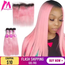 Best Offers brazilian human hair extension bundles with frontal straight weave ombre T1B/Pink 30 inch 3 bundles for black women remy hd full Best Offers brazilian human hair extension bundles with frontal straight weave ombre T1B/Pink 30 inch 3 bundles for black women remy hd full
