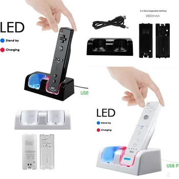 

2/4 Charger + 2/4Pack Rechargeable Batteries For Wii Remote Controller