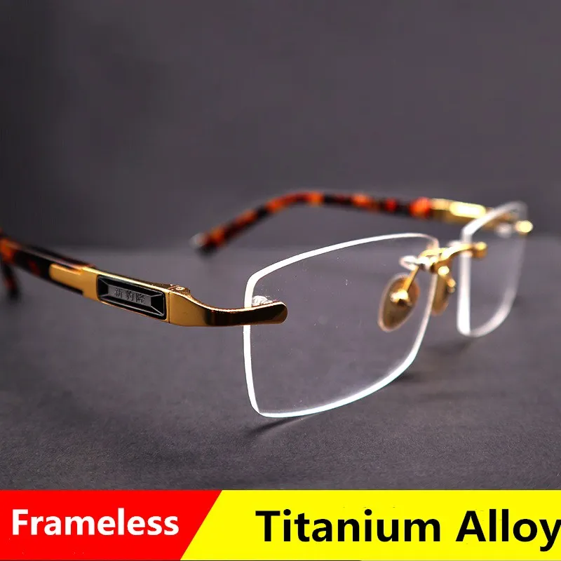 

Quality Titanium Alloy Diamond Trimming Frame for Men Eyewear Alloy Half Rim Myopia Glasses Frames for Male