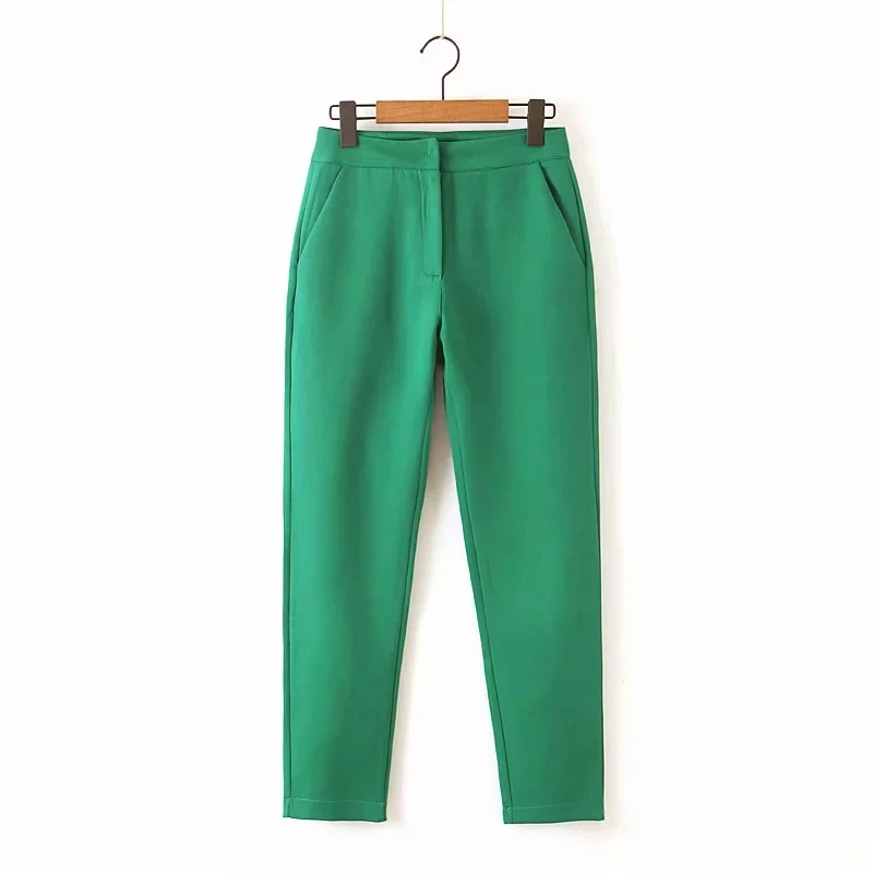 4-Green Pants JXYSY, женский,, шикарный зеленый Блейзер, карманы, две кнопки, длинный рукав, офисная одежда, пальто, однотонный, Женский блейзер, повседневная верхняя одежда, топы - Цвет: 4-Green Pants