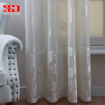 

Tulle Curtains Voile Leaves Plants For Living Room Fabric-Drapes White Yarn Curtains For The Window Single Panel Custom Made