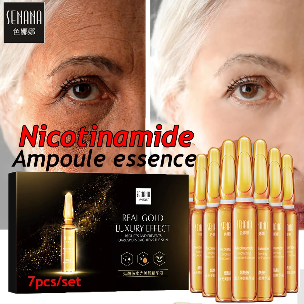 7PCS Hyaluronic acid Nicotinamide Whitening Essence Ampoule Face Essence Shrink Pores Moisturize Anti-Age Wrinkle Skin Care Sets