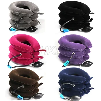 

5pcs/lot 6pcs/set 3 Layers Neck Tractor Full Velvet Cervical Traction Device Inflatable Collar Air Neck Massage Reducing Pain