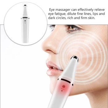 

Eye Massager USB Charging Eye Cream Instrument Face Massager Beauty Instrument Remove Eye Bags Iontophoresis Massage Pen (White)