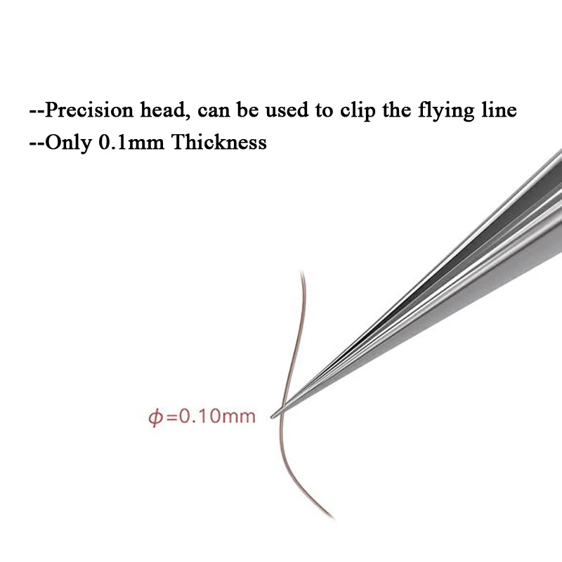 Прецизионный Пинцет Немагнитный антикоррозийный нержавеющая сталь отпечаток пальца Fly Wire Пинцет Pinzas Электроника Инструменты для ремонта телефона - Тип головки пинцета: 0.1mm