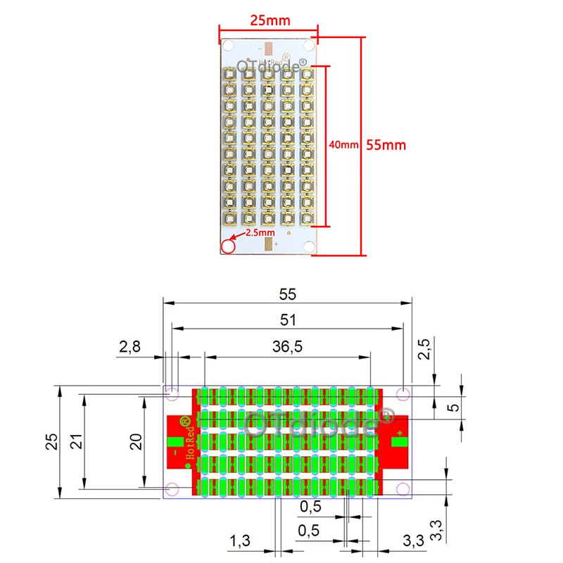 50W100W150W300W Semileds UV Lamp 395nm 405nm 420nm 430nm Purple LED Copper PCB for 3D Printer Flatbed 55*25mm glue curing light