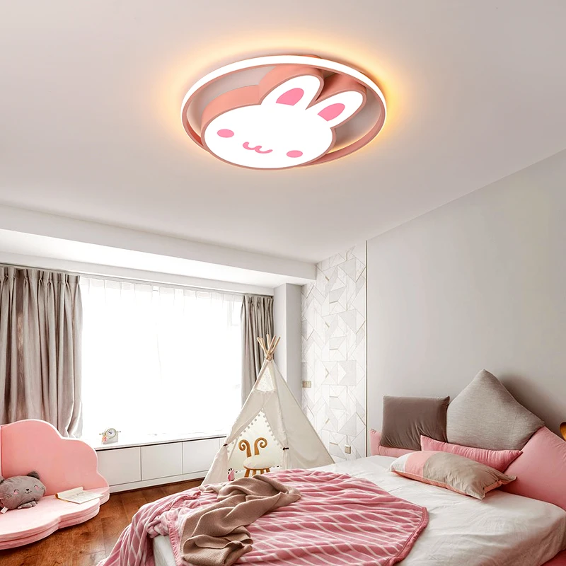 

LICAN Modern LED Ceiling Lights for Baby Girls Bedroom Cartoon Rabbit Pink ceiling lamp for children study room Bedroom