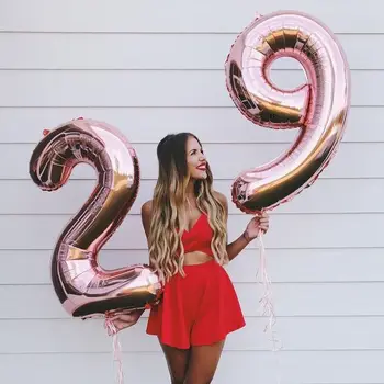 

40 Inch Large rosegold Number Balloons big figure digit helium rose gold 9th 29th 30 years old adult Birthday party decoration