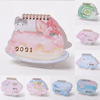

Coloffice 2021 Desk Calendar Cute Cartoon Style Coil Desktop Table Calendar Girl Students Office School Stationery 15x10cm,1PC