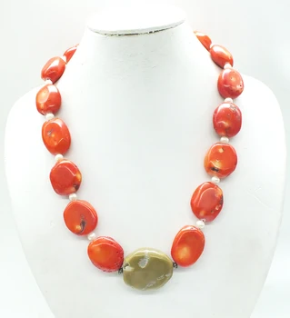 

22X28mm huge, irregular, antique, natural, coral necklace 22" (last one)