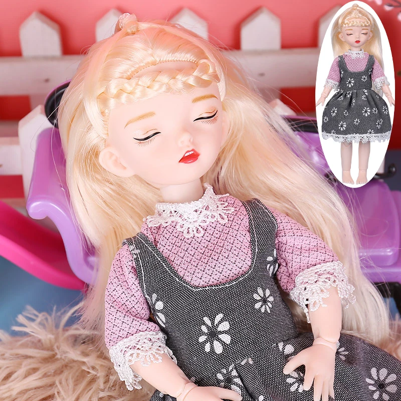

32CM 1/6 Cute Sleeping Doll BJD Toys 25 Movable Jointed Plastic Silicone Princess Dolls For Girls Dress Close Eye Fashion Beauty