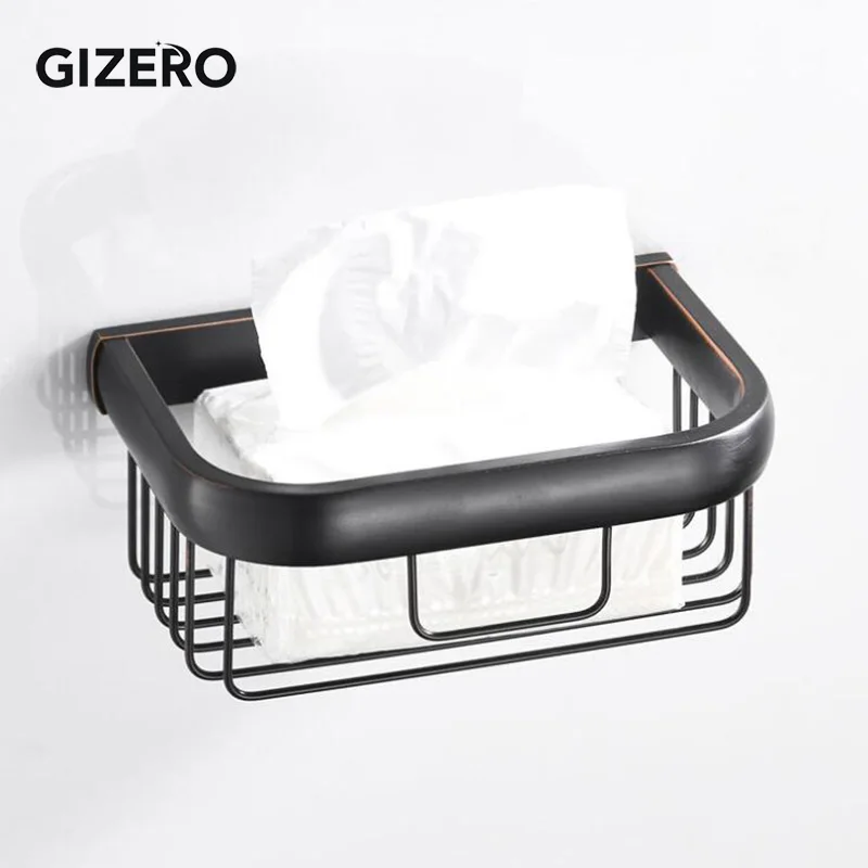GIZERO аксессуар для ванной комнаты медный латунный держатель для бумаги Настенный хром/черный/Античная корзина полка для душа шампунь для хранения ZR2531