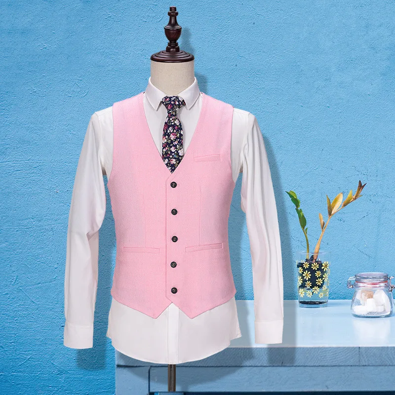 Бутик, мужские элегантные розовые повседневные костюмы из 3 предметов с брюками, приталенные вечерние деловые костюмы