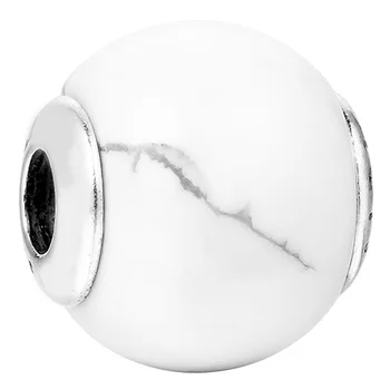 

Top Quality 925 Sterling Silver Bead Charm Positivity With Smooth Magnesite Beads Fit ESSENCE Bracelet Diy Jewelry