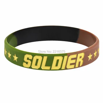 

300pcs Soldier Camo Motivational wristband silicone bracelets free shipping by DHL A