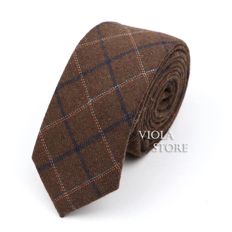 Classic Brown Navy Red Striped Solid Wool Necktie 6cm Slim Fashion Skinny Tie Men Tuxedo Suit Party Casual Accessory Cravat Gift neck ties