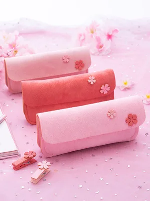 

Pencil Case Girl Heart-shaped Pen Bag Cherry Blossom Antique Simple Cute Japanese Korean Net Red Pink StationeryGift Box
