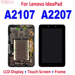 Tela de lcd de 7 polegadas para substituição em lenovo, ideapad, a2107, a2207, touch screen, digitalizador, quadro de montagem, a2207