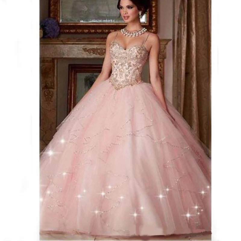 Индивидуальный заказ Новое пышное платье розовый хрустальный шар платья для 15 16 лет выпускного вечера вечерние платья