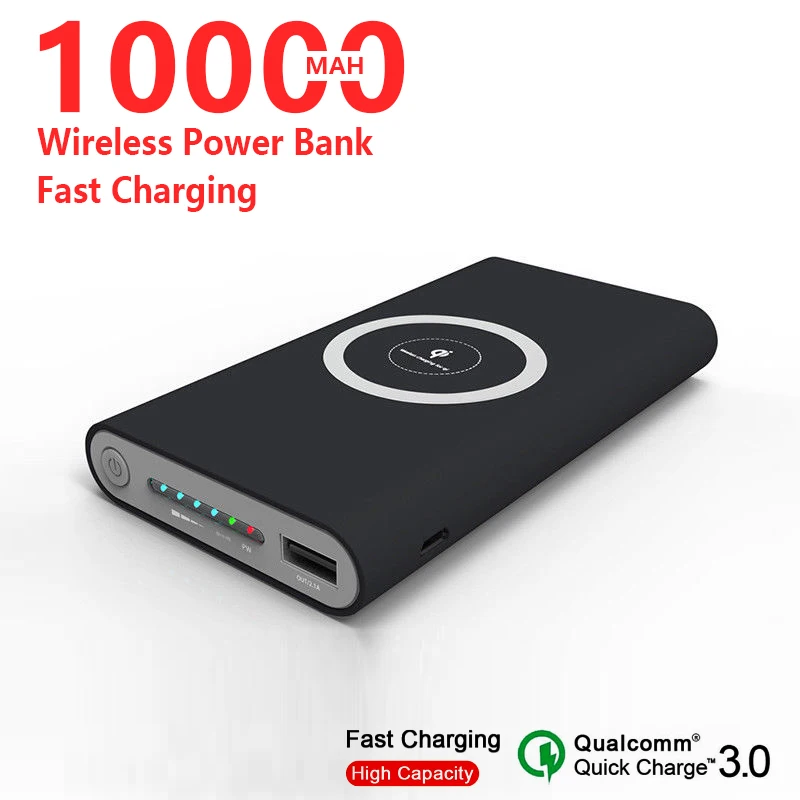 10000 мАч Беспроводное зарядное устройство внешний аккумулятор для смартфона