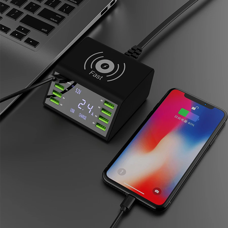 60 Вт USB зарядное устройство для телефона iPhone samsung Xiaomi 10 Вт Qi Беспроводное зарядное устройство QC Быстрая зарядка 3,0 Быстрая зарядка многоразъемное зарядное устройство USB