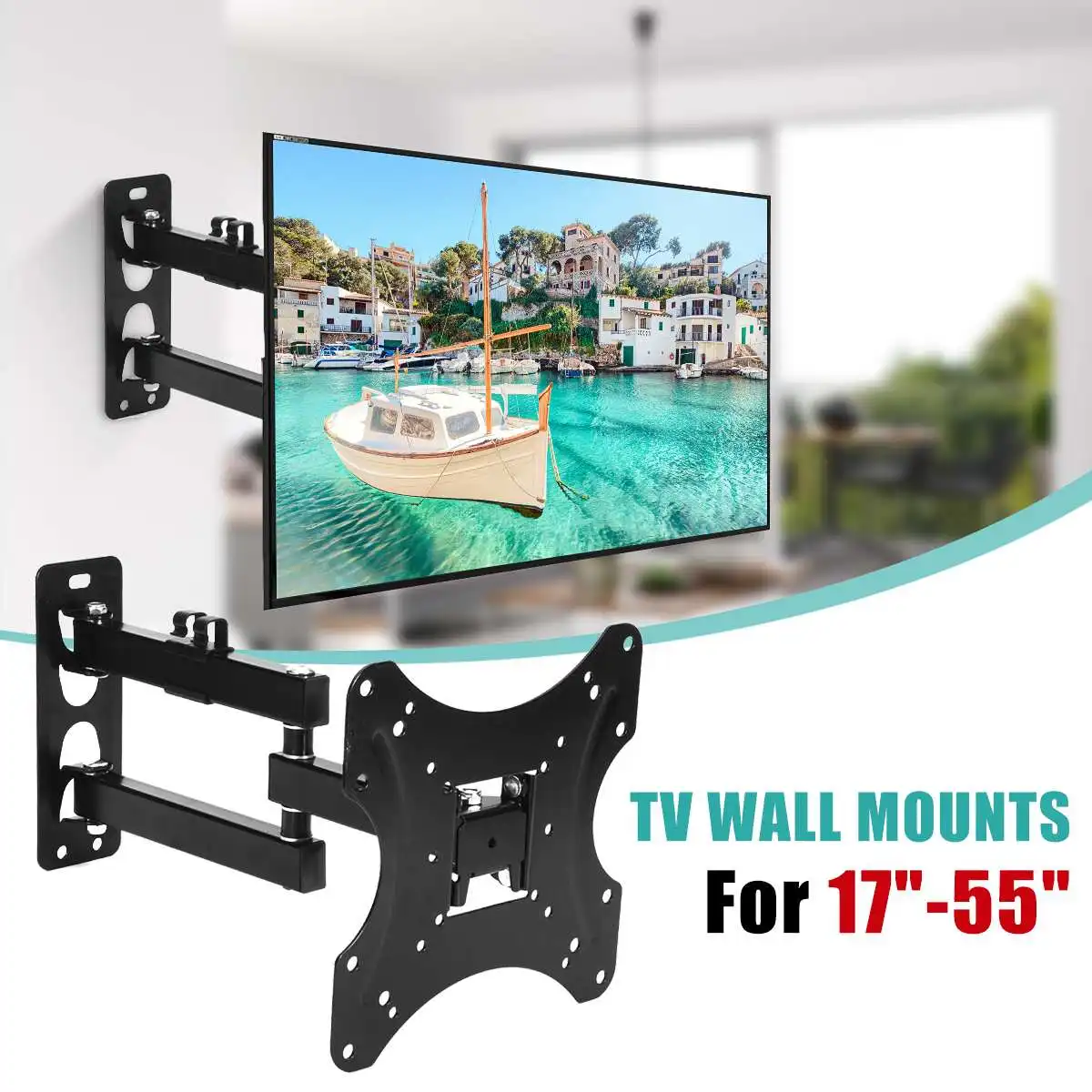 

LEORY 17-55Inch Retractable Dual Arm Full Motion TV Wall Mount Tilt Swivels Screen Bracket Stand Plasma Holder