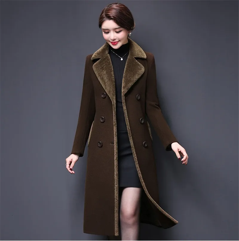 Women Coat Winter Long Overcoat Woolen Coat Loose Double-breasted Plus Size 5XL Thick Female Outwear Manteau Femme Hiver Elegant