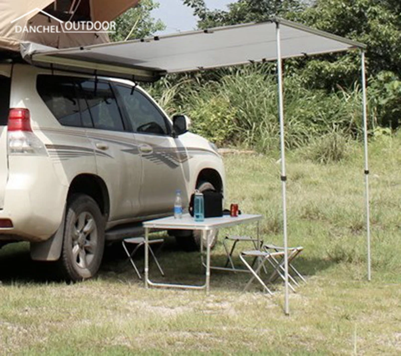DANCHEL OUTDOOR Vehicle Awning, Rooftop Pullout Ripstop UPF50+ car side awning camping, Camper Awning Truck Awning