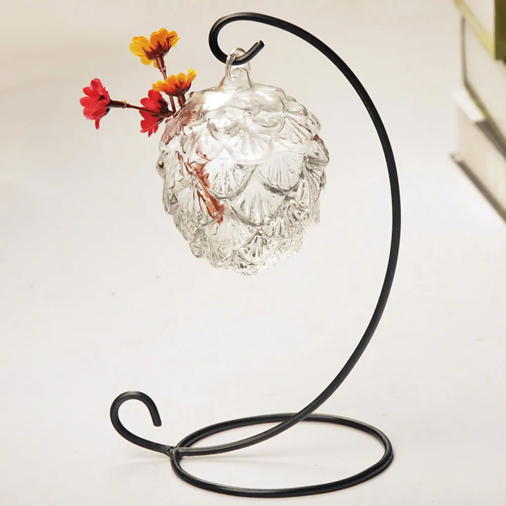 

Glass Vase Hanging Terrarium European Transparent Bulb Glass Vase With Bracket Hanging Glass Vase Ellipse Home Decoration Drop