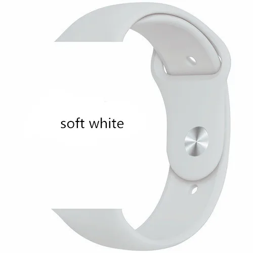 soft white Силиконовый ремешок для apple watch band 44 мм 40 мм, correa, iwatch5/4/3/2, 38 мм, ремешок 42 мм монохромный Силиконовый Браслет apple watch band - Цвет ремешка: soft white