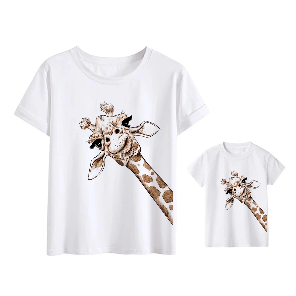 Camisetas con aspecto familiar de jirafa Para papá y yo, ropa de madre e hija, ropa para bebé, camiseta bonita Kawaii