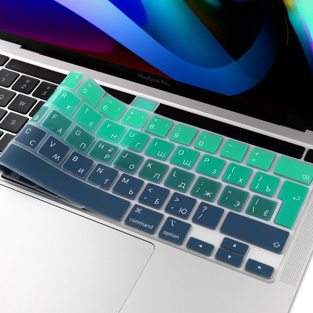 Coque de clavier en Silicone pour nouveau MacBook Pro 13/16/2020/A2141/A2289/A2338 M1, avec barre de touche, EU/russe