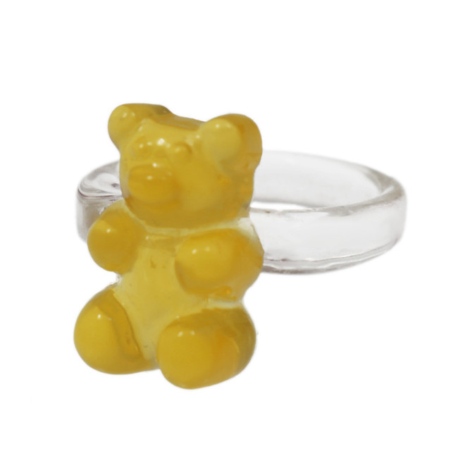 Transparent Bear Rings for Women Trendy Colorful Resin Finger Rings Wholesale Jewelry Girls Party Gifts