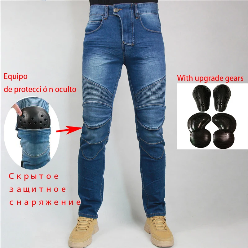 Pantaloni Moto Protezione Moto Dritto Slim Fit Motocross Moto Jeans Uomo Moto Motocross Pantaloni Quattro Stagioni Traspirante