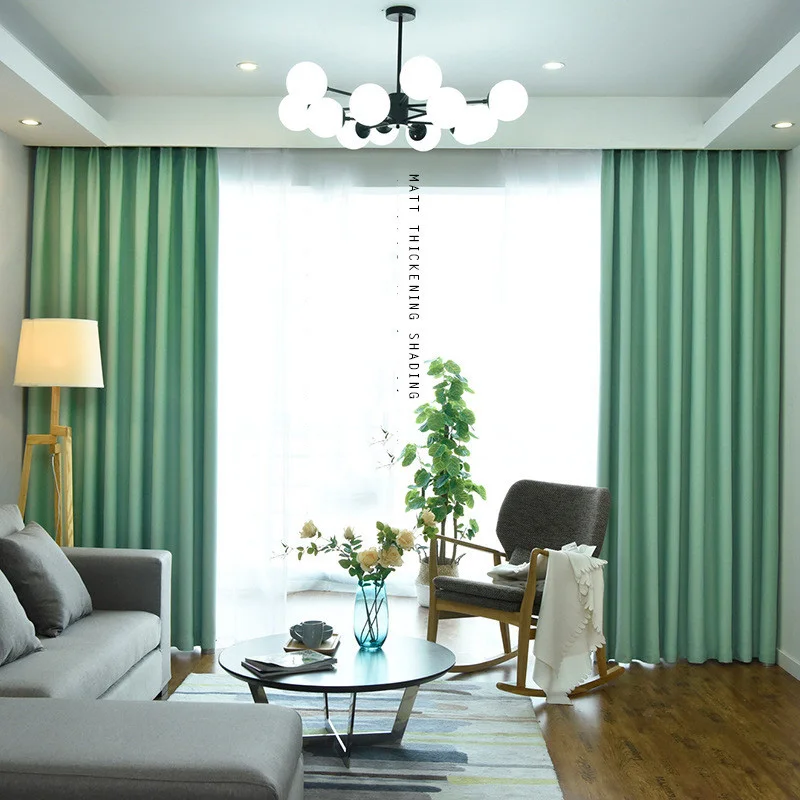 Синие фиолетовые полузатемненные занавески для спальни, одноцветные занавески для гостиной, зеленые занавески, настроенные WP092* 30
