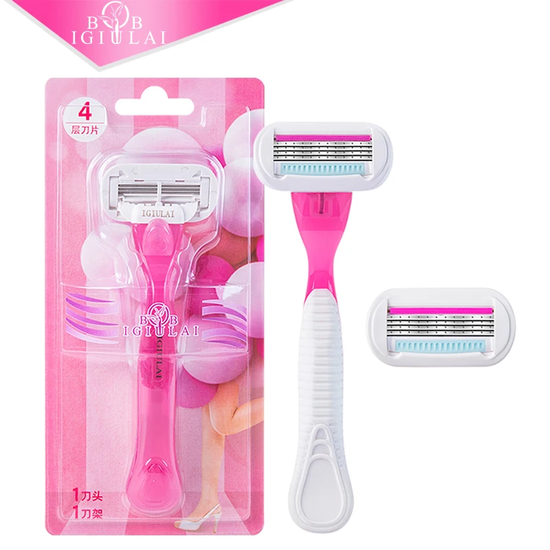 

Shaving Razor Safety Women Beauty Manual Stainless Steel Razor Blade Shaving 4 Layer Blades Shaver Razor Blades Replacement Head