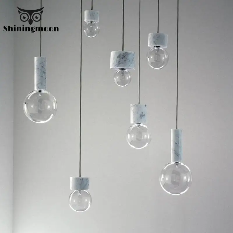 

Post-modern Marble Glass Ball Pendant Lights Dining Room Living Room Pendant Lamp Bedside Bathroom Hanglamp Luminaria Fixture