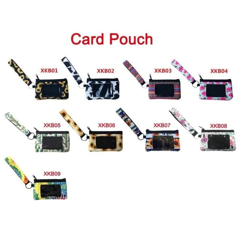 4pcs Sunflower Leopard Cow Flower printed MultiFunction Neoprene Passport Cover ID Card Holder Wristlets Clutch Coin Wallet
