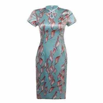 

Plus Size 4XL Green Novelty Short Style Chinese Formal Dress Chinese Style Women Mandarin Collar Qipao Vintage Rayon Cheongsam