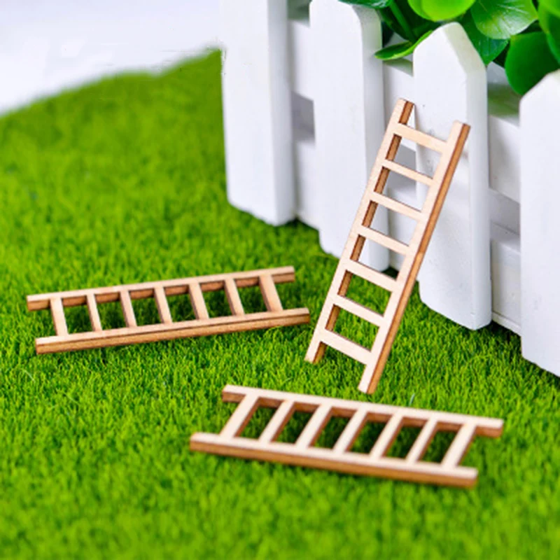 

Wooden Ladder Stairs Supermarket Stairway Stepladder Staircase Model Small Figurine Crafts Ornament Miniatures Home DIY