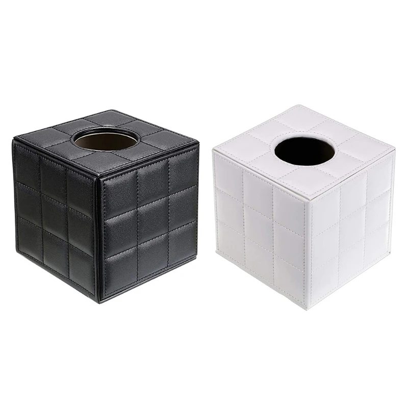 Pu Leather Tissue Box Holder Square Napkin Pumping Paper Case Dispenser Facial With Magnetic Bott | Дом и сад