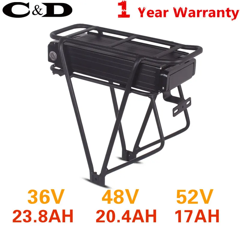 Электрический велосипед Батарея в, 36 В, 48 В, 20AH 52V 17AH 350w 750W 1500w задний багажник мотоцикла или электровелосипеда Батарея двойной Слои Чемодан Перевозчик Bafang