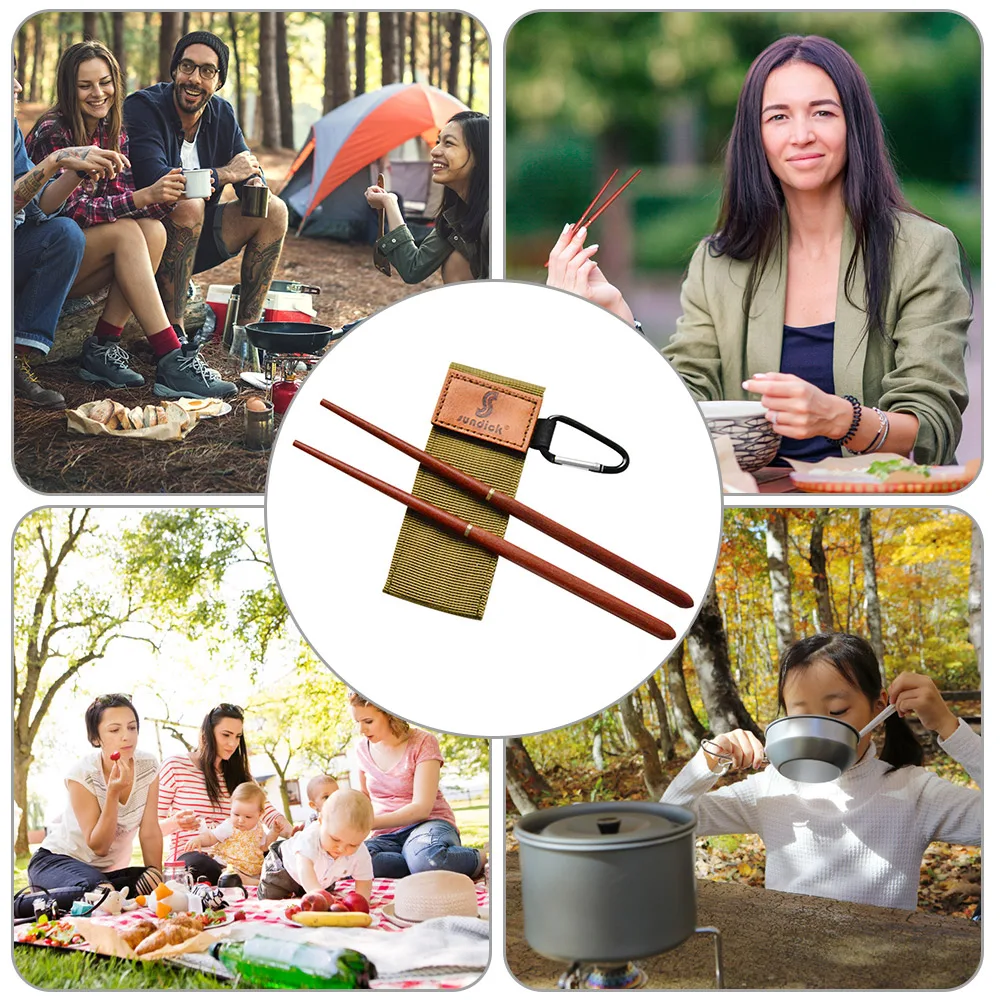 Chopsticks 1 Pair Mahogany Folding Outdoor Camp Picnic Travel Non-slip Tableware Stainless Steel camping cutlery portable tableware portable cutlery titanium tableware