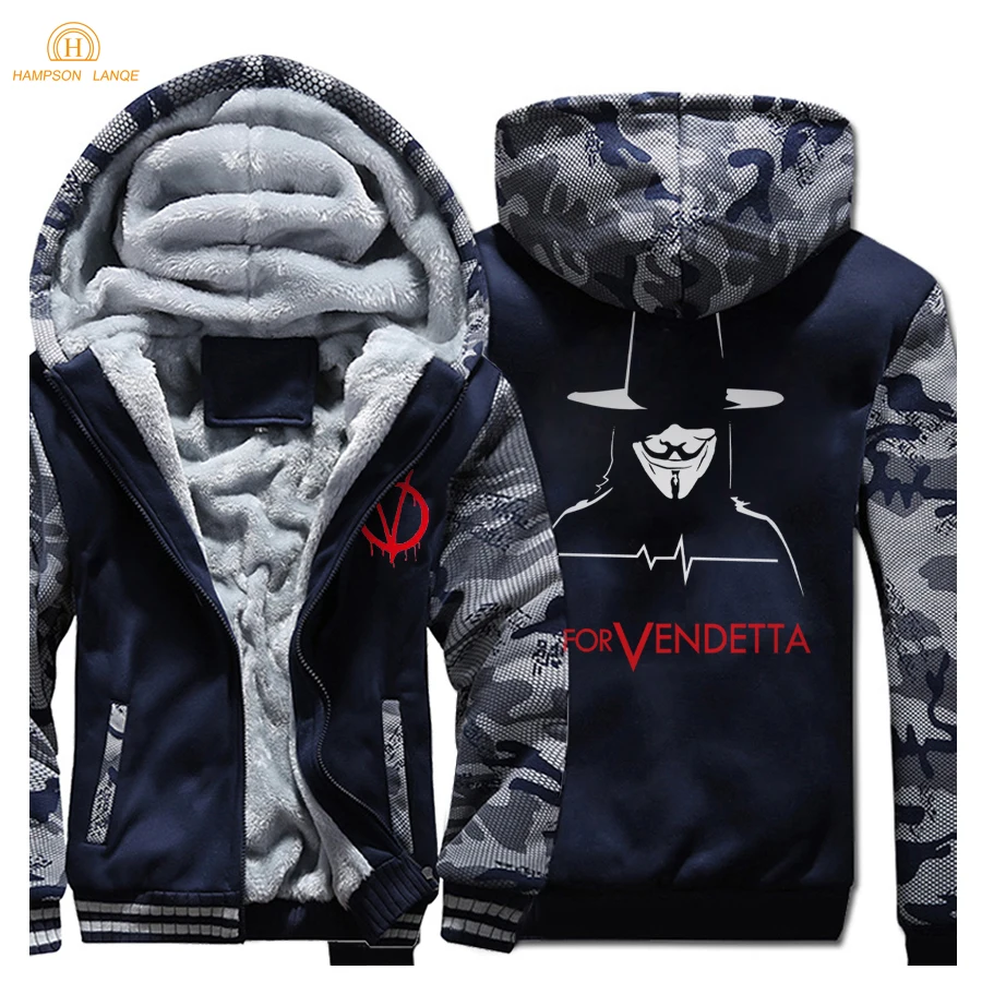 Мужская толстовка с капюшоном V для Vendetta модная флисовая размера плюс Толстая