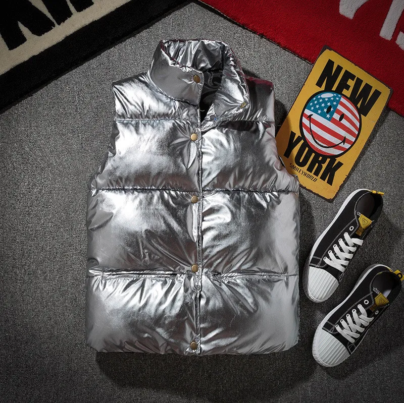 MORUANCLE men's fashion Shinny/зимние теплые жилеты; плотный теплый жилет для мужчин; хлопковые куртки и пальто без рукавов с подкладкой