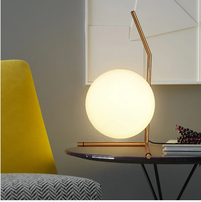 Modern LED Table Lamp Bedroom Desk Lamp Glass Ball Table Lamp Polished Chrome Gold Nordic Desk Light Living Room Floor Bedside