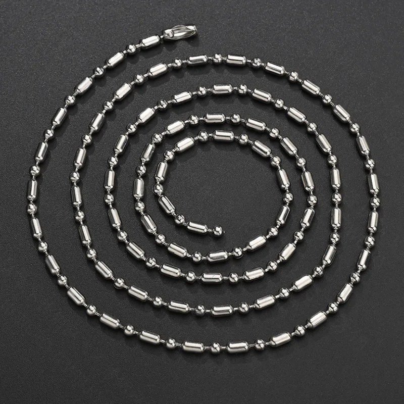 1 шт. Мужская цепочка из нержавеющей стали с шариком модная 6/2/2.4/3 мм бисера для